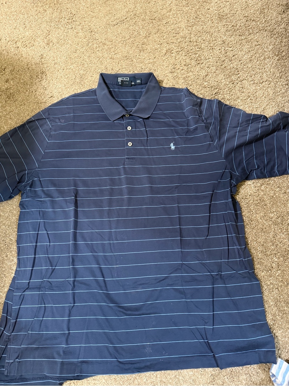 Polo by Ralph Lauren Navy Polo with Light Blue Stripes